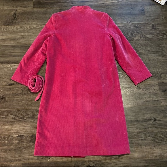 Vintage Electre Paris Corduroy trench coat pink belted coat fushia pink - Picture 7 of 12